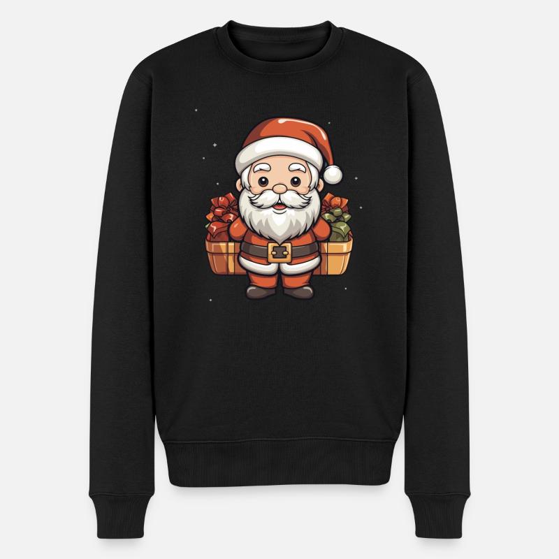 Weihnachtsmann Design - Kawaii Style - Männer Premium Bio Pullover - Schwarz