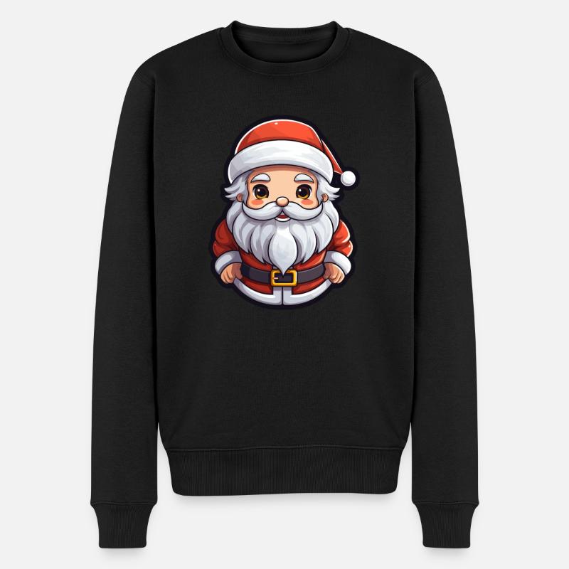 Weihnachtsmann Design - Kawaii Style - Männer Premium Bio Pullover - Schwarz