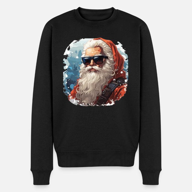 Weihnachtsmann - Illustration - Männer Premium Bio Pullover - Schwarz