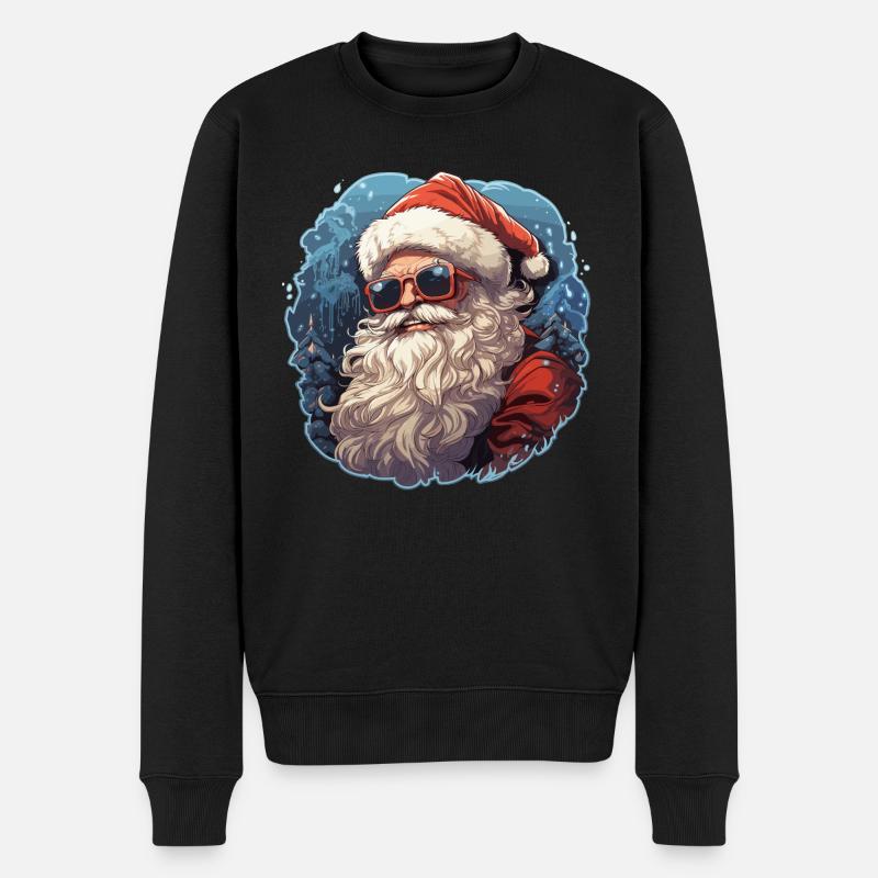 Weihnachtsmann - Illustration - Männer Premium Bio Pullover - Schwarz