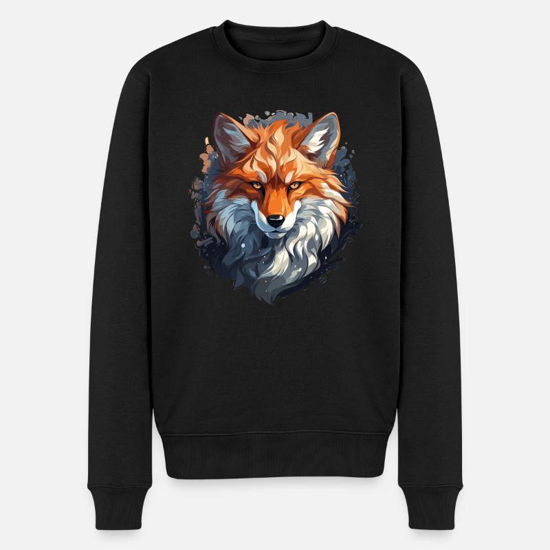 Renard - illustration - Pull Premium bio Homme - noir