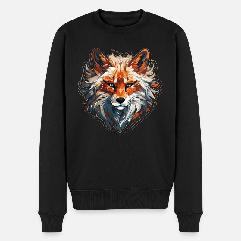 Fuchs - Illustration - Männer Premium Bio Pullover - Schwarz