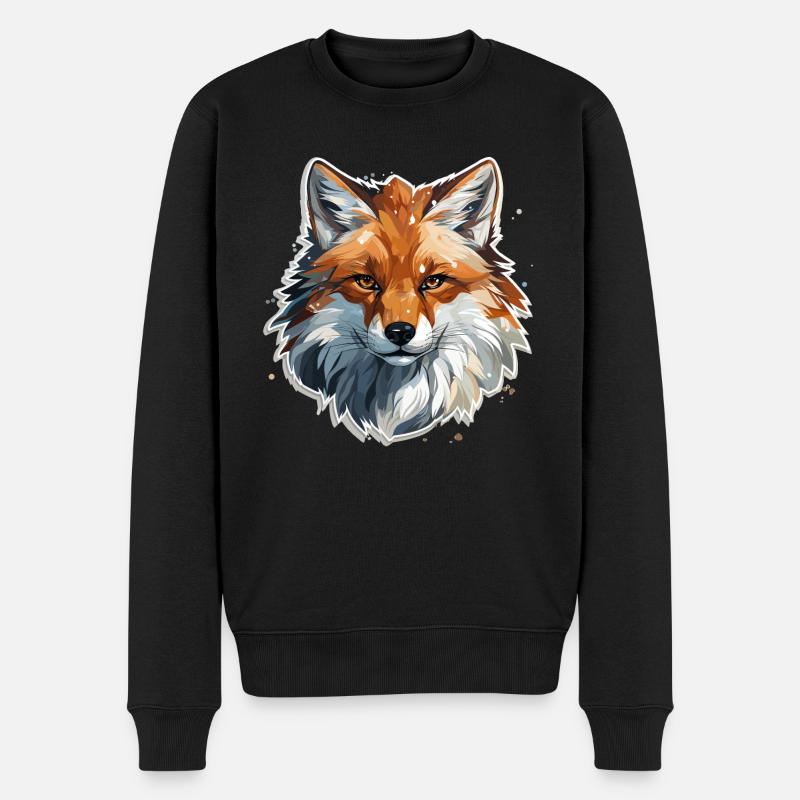 Fuchs - Illustration - Männer Premium Bio Pullover - Schwarz