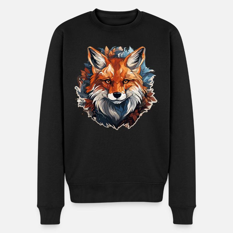 Renard - illustration - Pull Premium bio Homme - noir