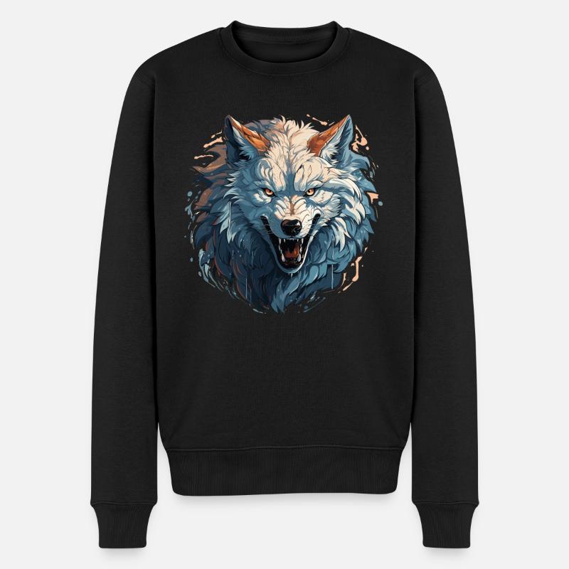Loup - Illustration - Pull Premium bio Homme - noir