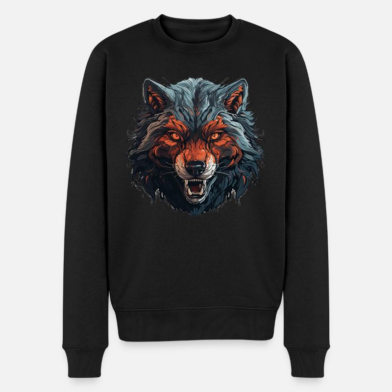 Loup - Illustration - Pull Premium bio Homme - noir