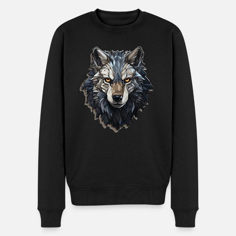 Loup - Illustration - Pull Premium bio Homme - noir