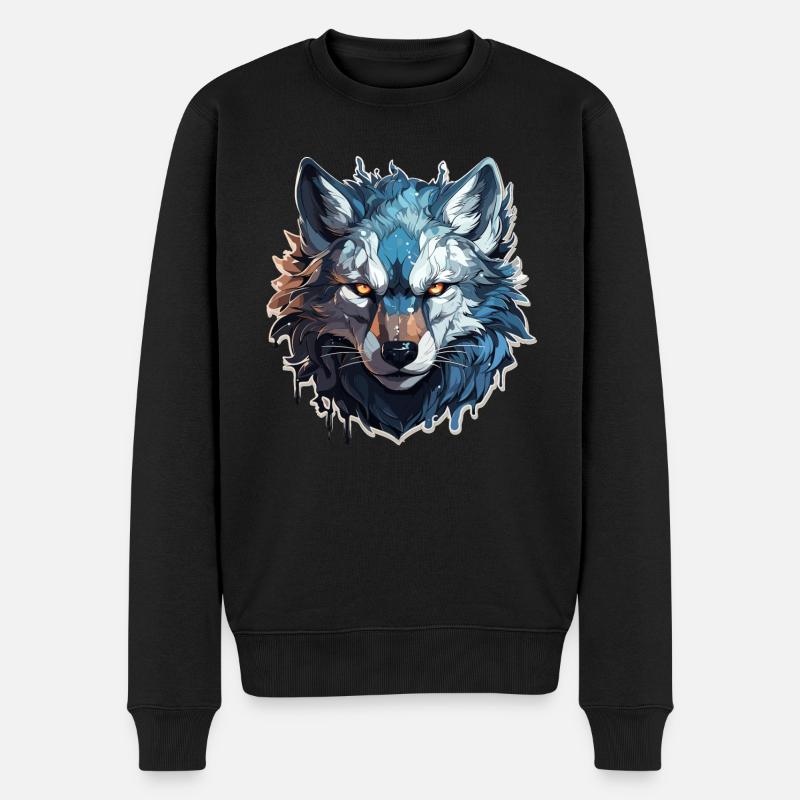 Loup - Illustration - Pull Premium bio Homme - noir
