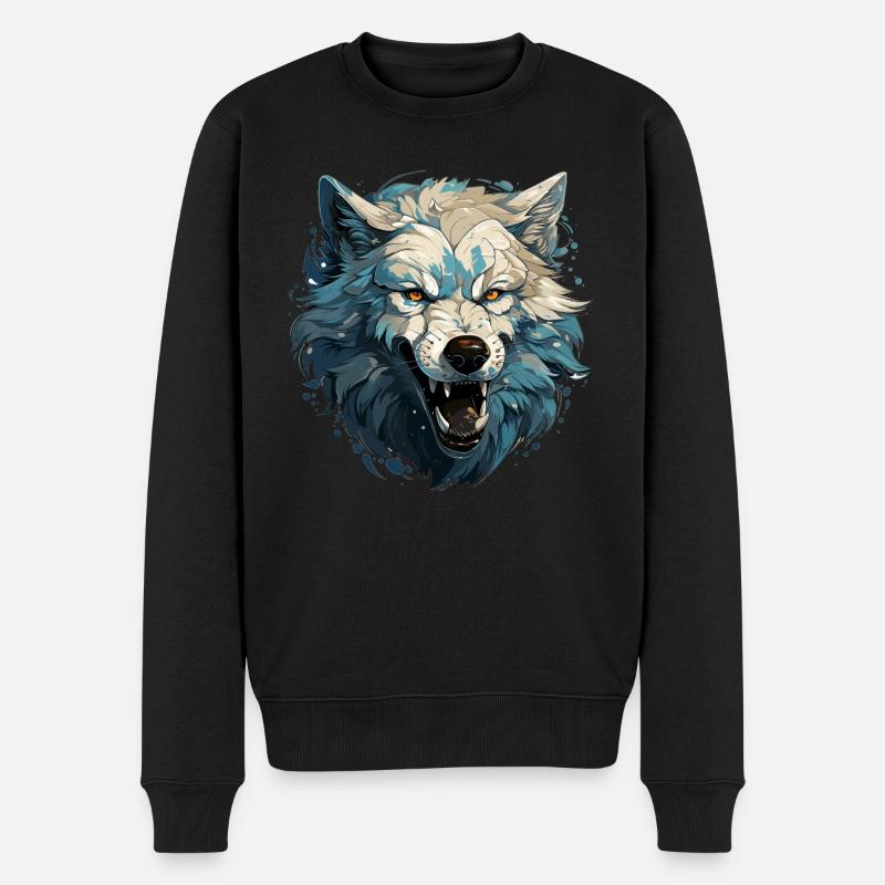 Loup - Illustration - Pull Premium bio Homme - noir