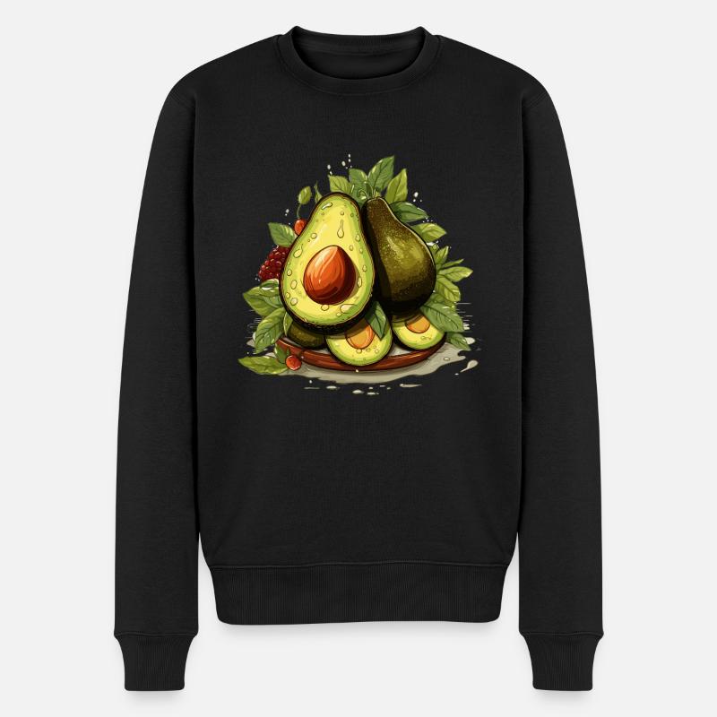 Avocado - Illustration - Männer Premium Bio Pullover - Schwarz