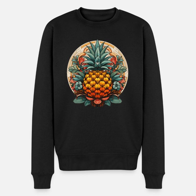 Ananas - Illustration - Männer Premium Bio Pullover - Schwarz