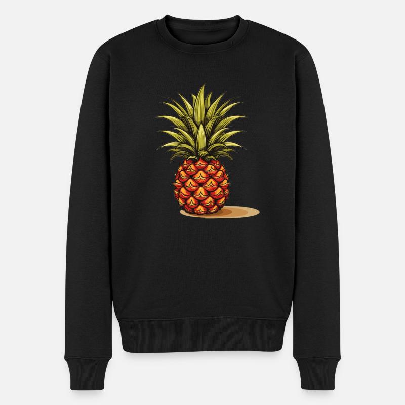 Ananas - Illustration - Männer Premium Bio Pullover - Schwarz