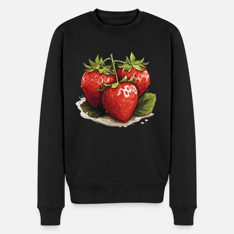 Fraise - illustration - Pull Premium bio Homme - noir