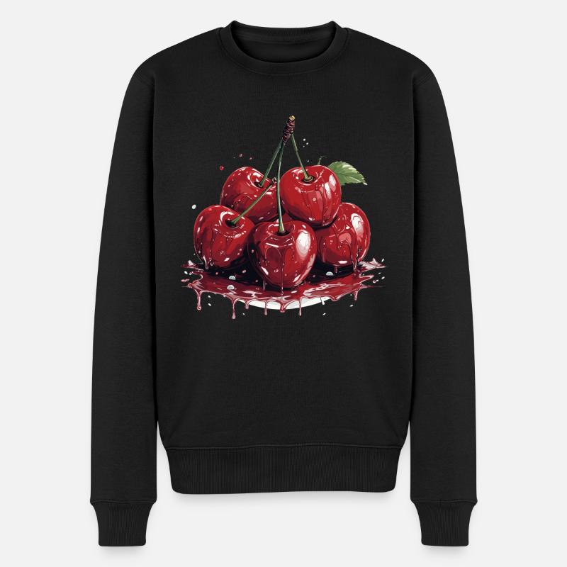 Kirsche - Illustration - Männer Premium Bio Pullover - Schwarz