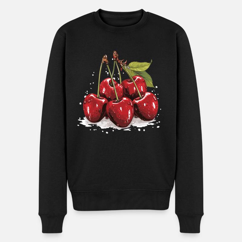Kirsche - Illustration - Männer Premium Bio Pullover - Schwarz