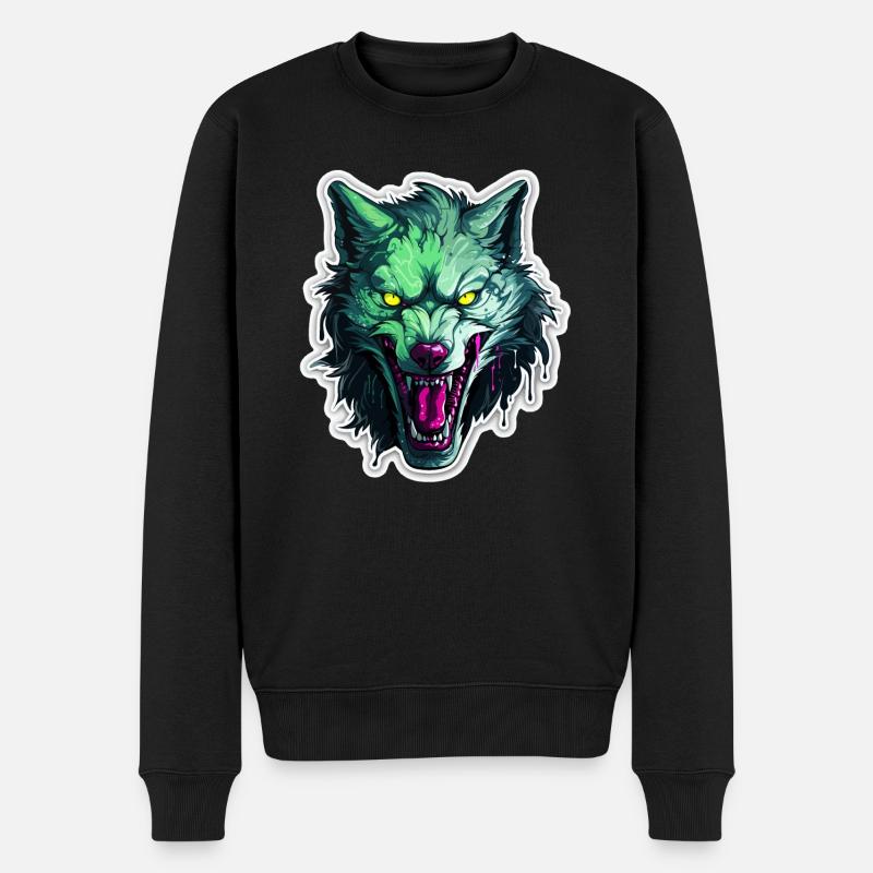 Loup - Illustration - Pull Premium bio Homme - noir