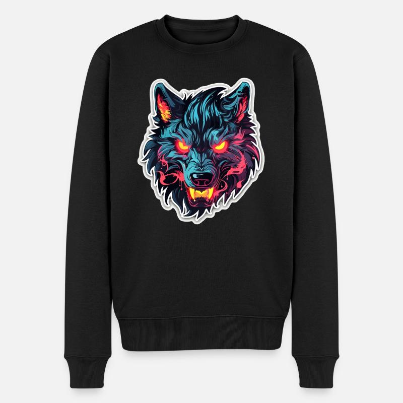 Loup - Illustration - Pull Premium bio Homme - noir