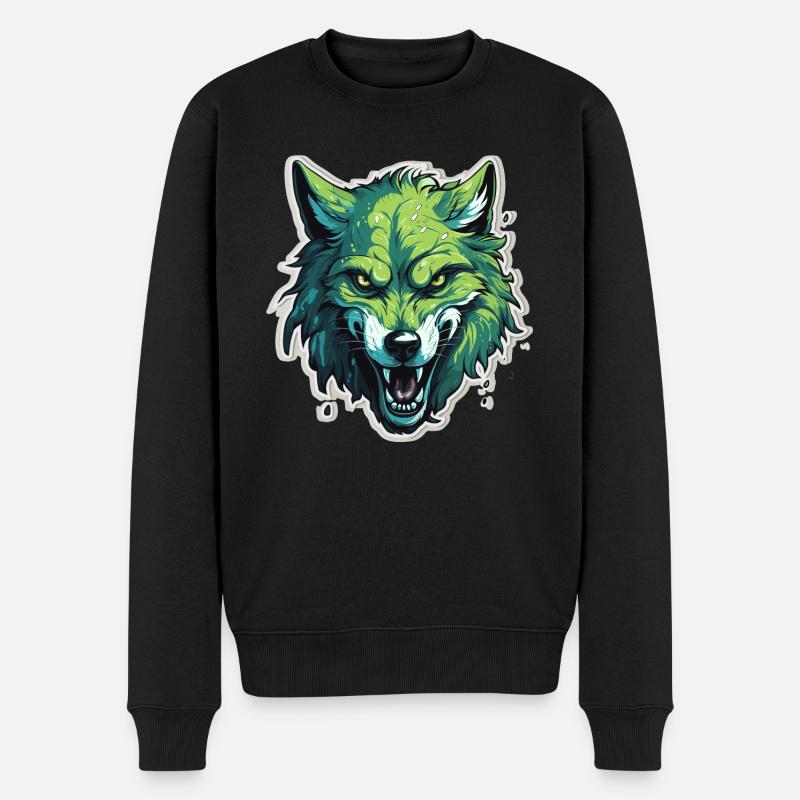 Loup - Illustration - Pull Premium bio Homme - noir