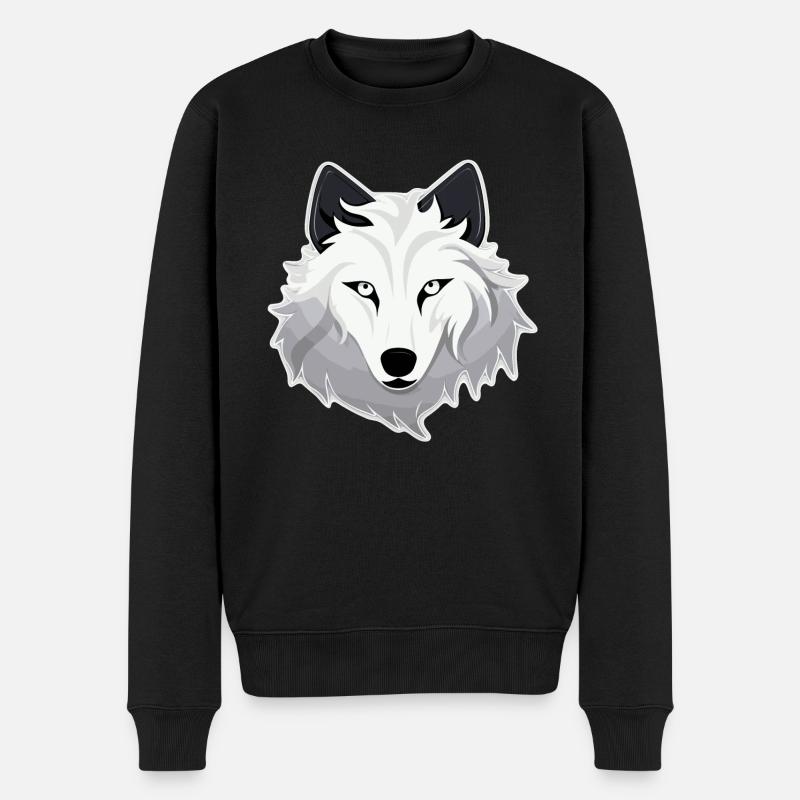 Wolf - Illustration - Männer Premium Bio Pullover - Schwarz