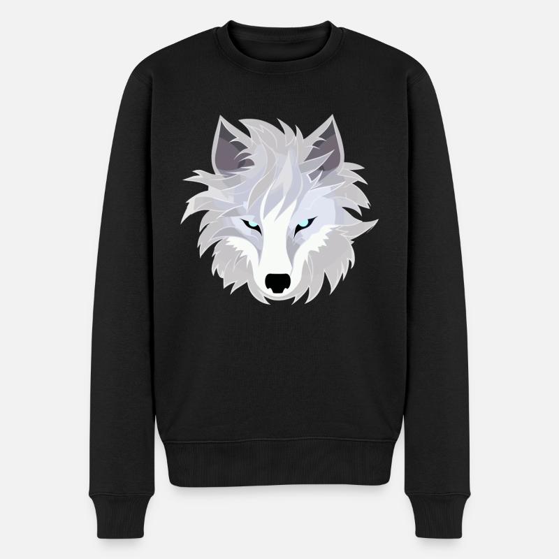 Wolf - Illustration - Männer Premium Bio Pullover - Schwarz