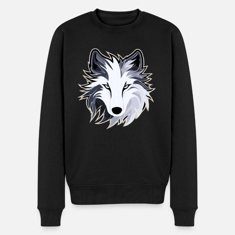 Wolf - Illustration - Männer Premium Bio Pullover - Schwarz