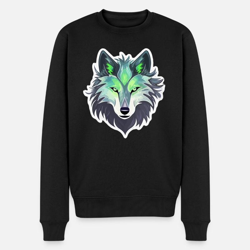 Loup - Illustration - Pull Premium bio Homme - noir