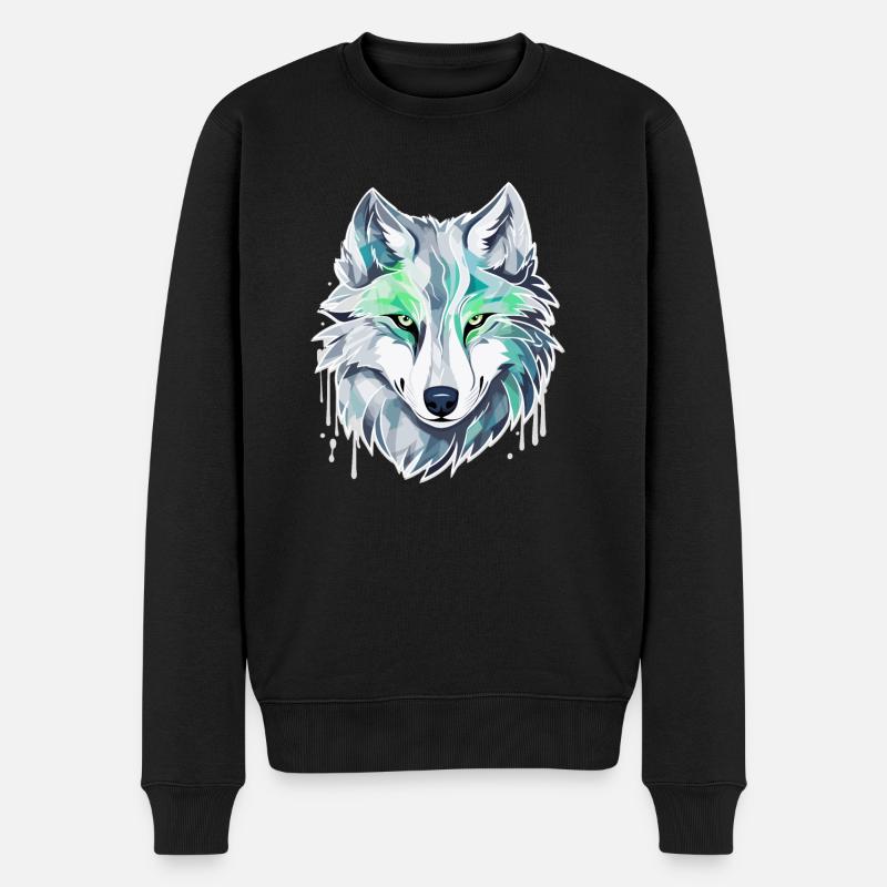 Loup - Illustration - Pull Premium bio Homme - noir
