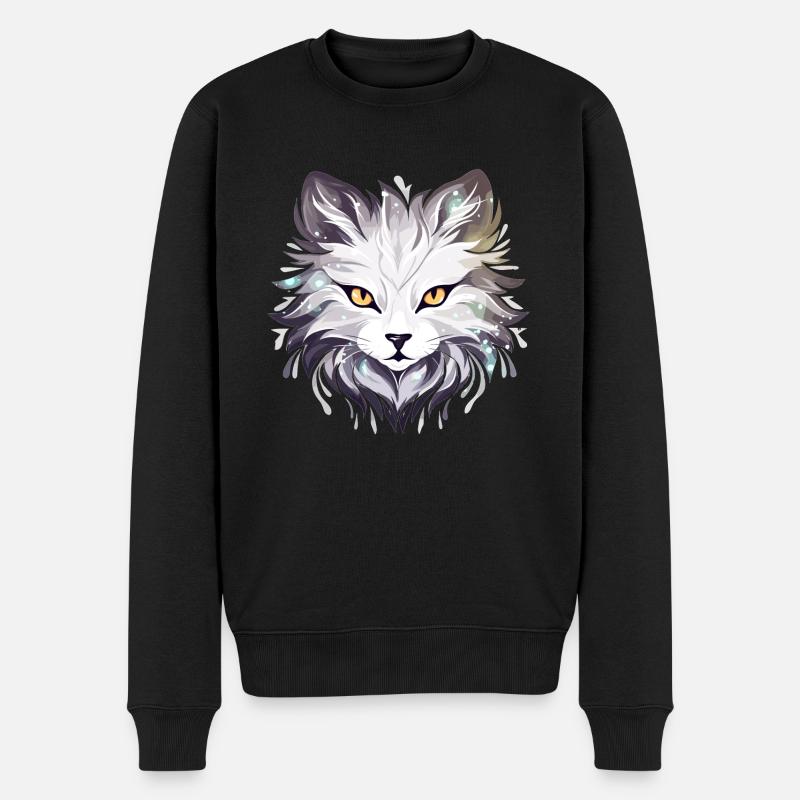 Katze - Illustration - Männer Premium Bio Pullover - Schwarz