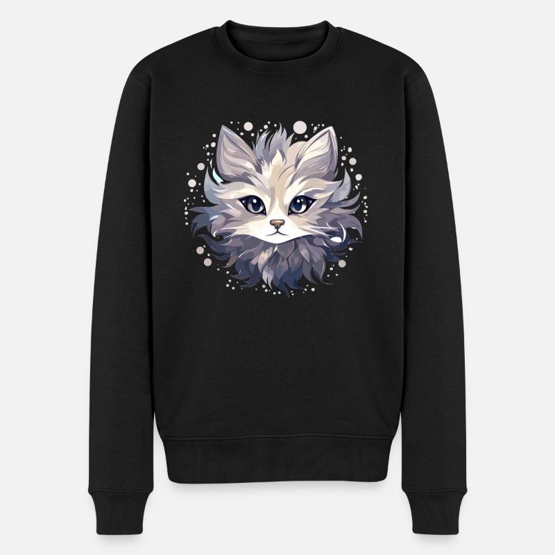 Katze - Illustration - Männer Premium Bio Pullover - Schwarz