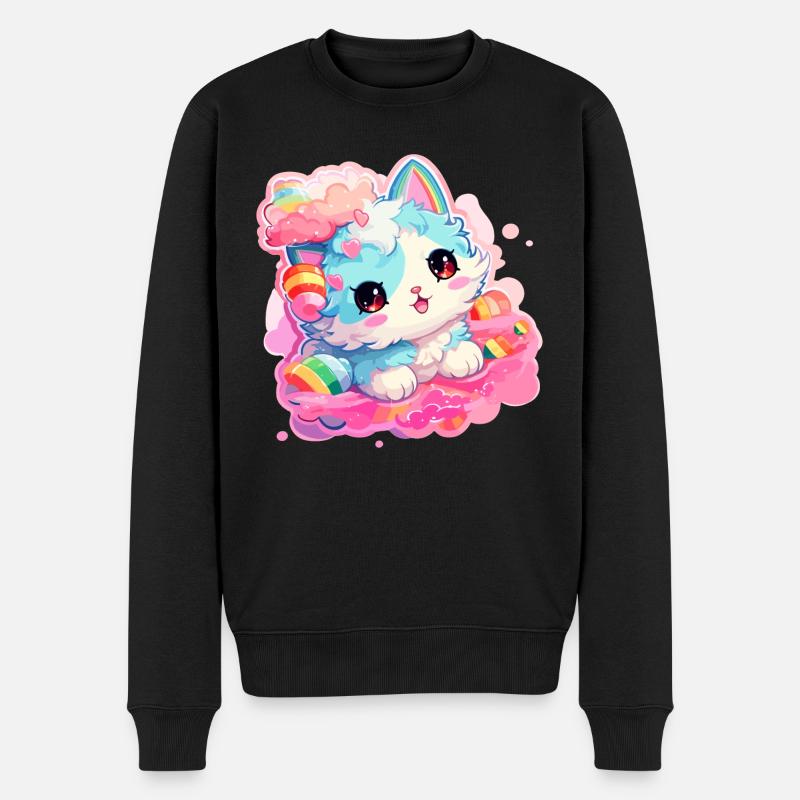 Katze - Illustration - Männer Premium Bio Pullover - Schwarz
