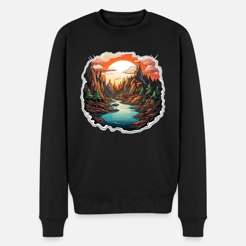 Paysage - Illustration - Pull Premium bio Homme - noir
