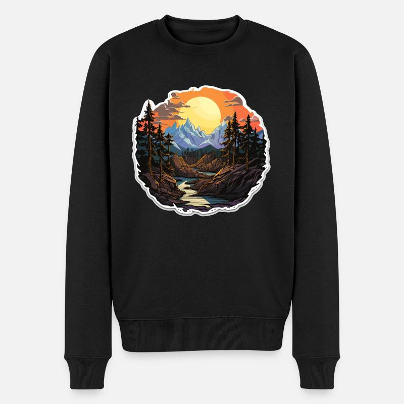 Landschaft - Illustration - Männer Premium Bio Pullover - Schwarz