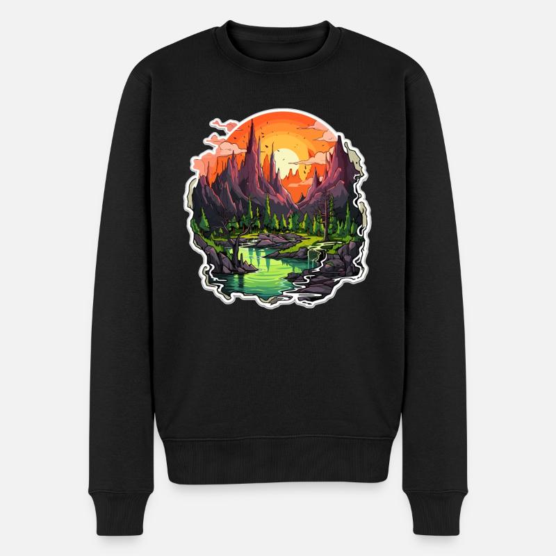 Paysage - Illustration - Pull Premium bio Homme - noir