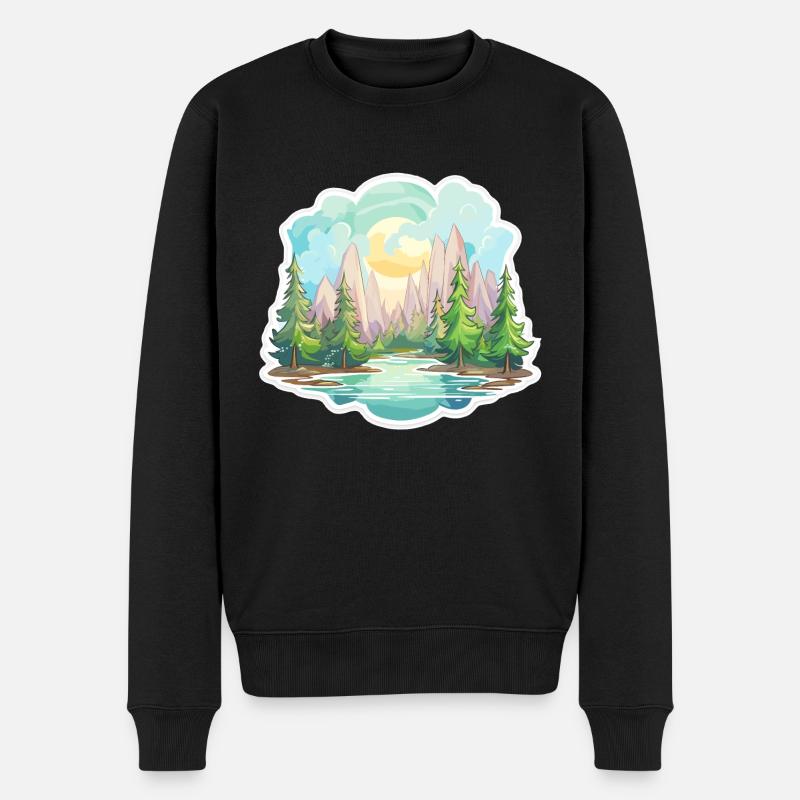 Paysage - Illustration - Pull Premium bio Homme - noir