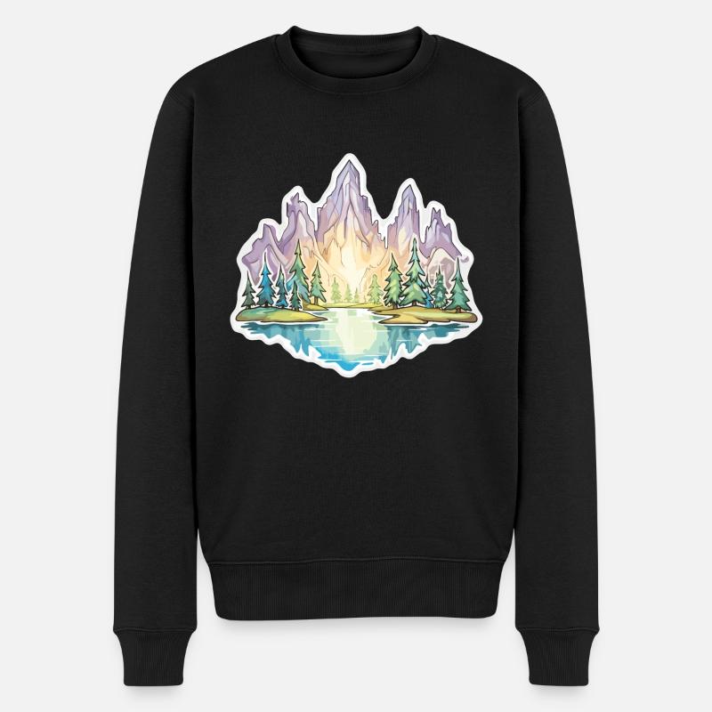 Landschaft - Illustration - Männer Premium Bio Pullover - Schwarz