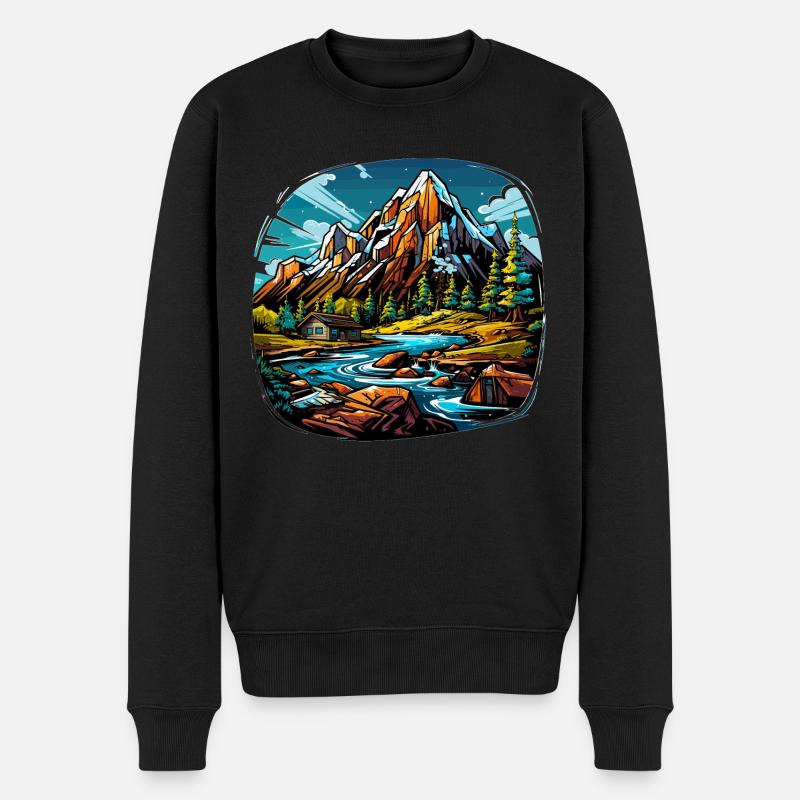 Paysage - Illustration - Pull Premium bio Homme - noir