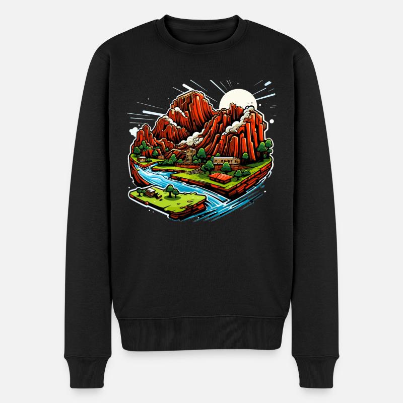 Landschaft - Illustration - Männer Premium Bio Pullover - Schwarz