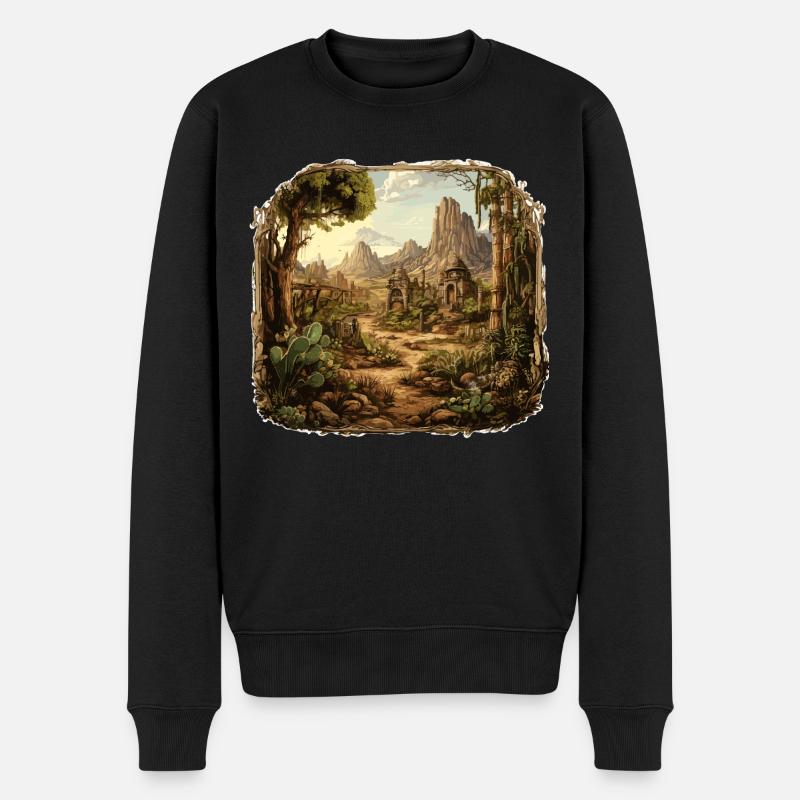 Landschaft - Illustration - Männer Premium Bio Pullover - Schwarz