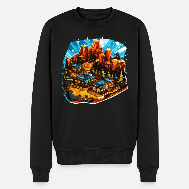 Landschaft - Illustration - Männer Premium Bio Pullover - Schwarz