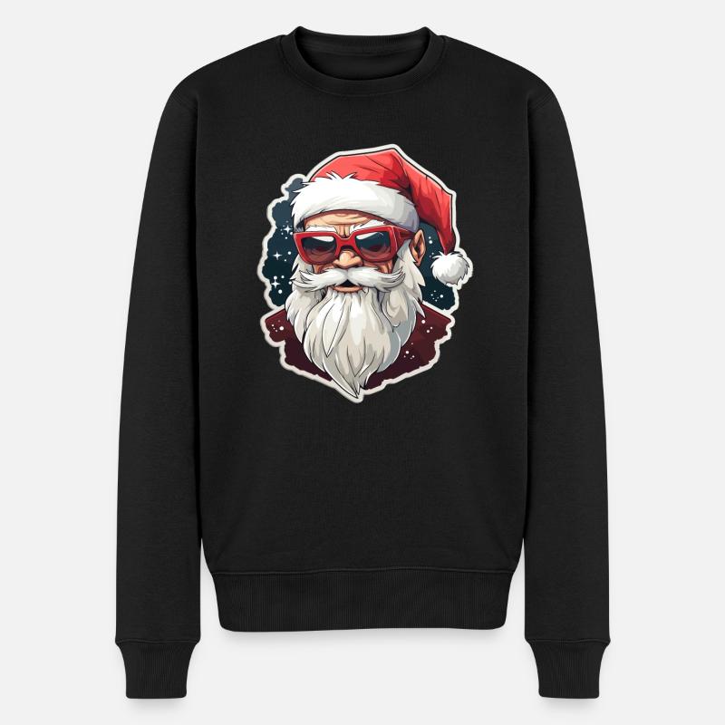 Weihnachtsmann - Illustration - Männer Premium Bio Pullover - Schwarz