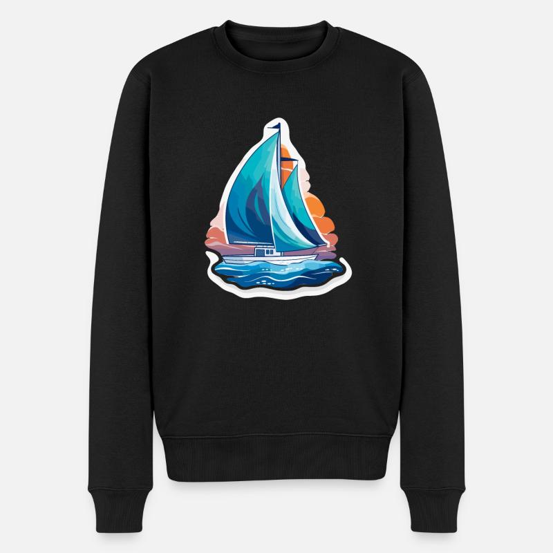 Segelboot - Illustration - Männer Premium Bio Pullover - Schwarz
