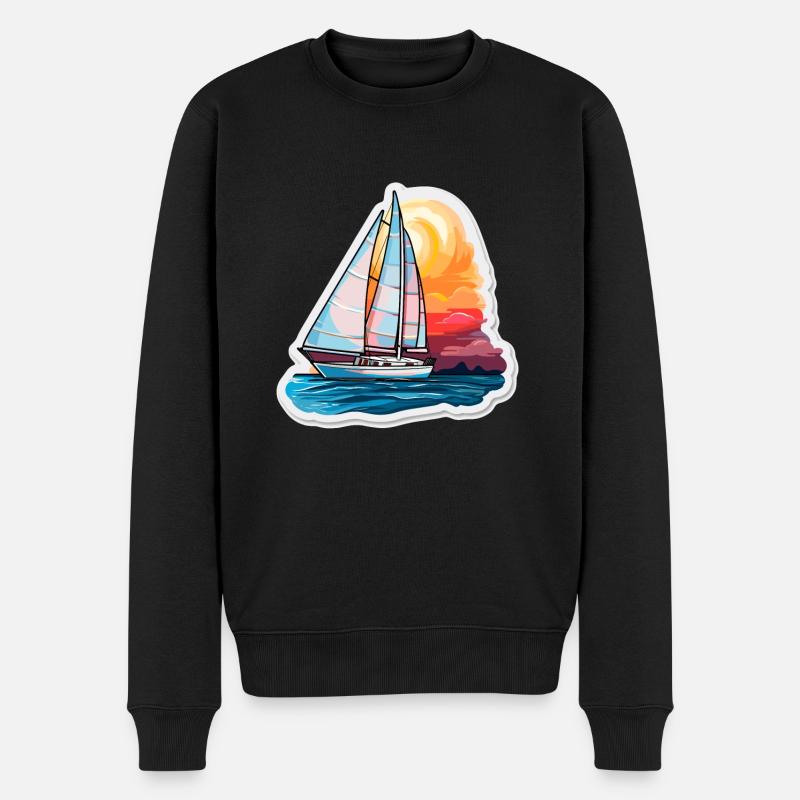 Segelboot - Illustration - Männer Premium Bio Pullover - Schwarz