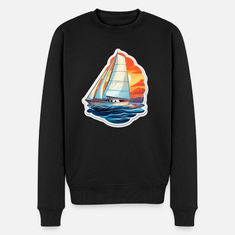 Segelboot - Illustration - Männer Premium Bio Pullover - Schwarz