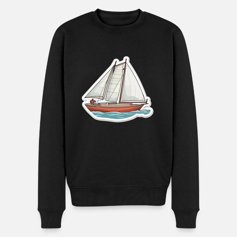 Segelboot - Illustration - Männer Premium Bio Pullover - Schwarz
