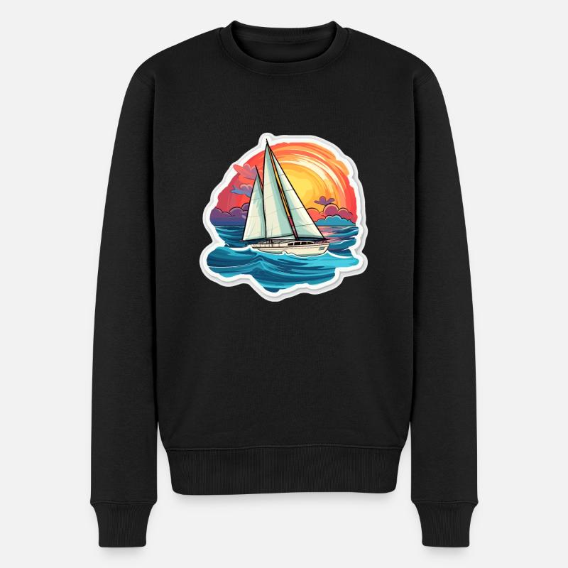Segelboot - Illustration - Männer Premium Bio Pullover - Schwarz