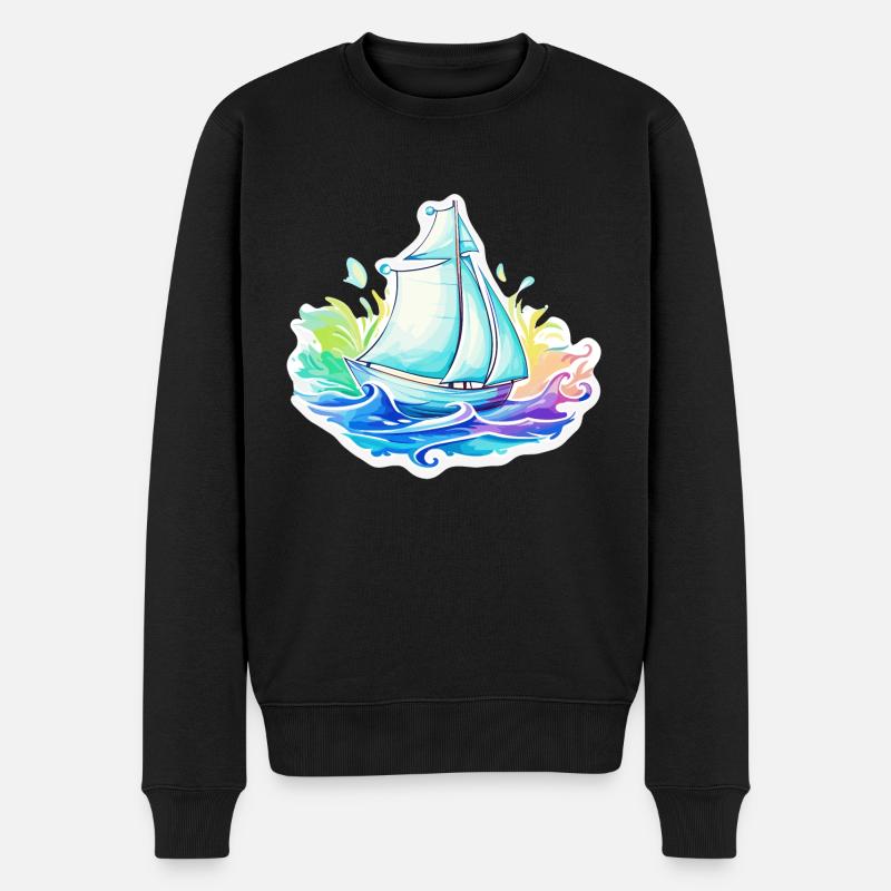 Segelboot - Illustration - Männer Premium Bio Pullover - Schwarz