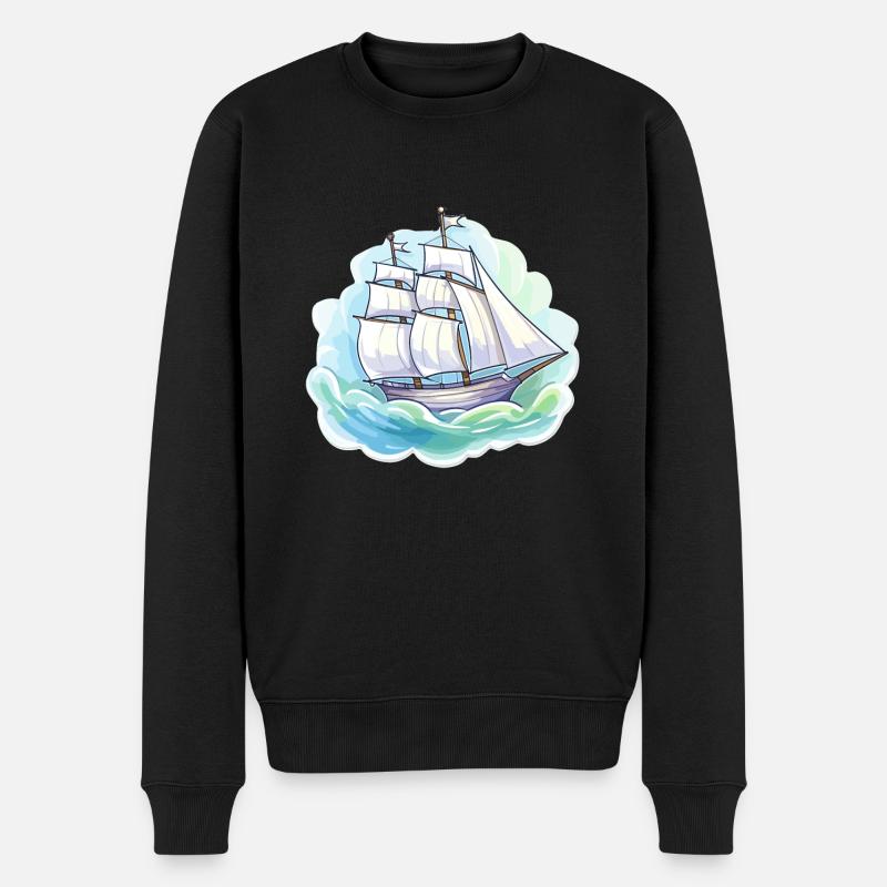 Segelboot - Illustration - Männer Premium Bio Pullover - Schwarz