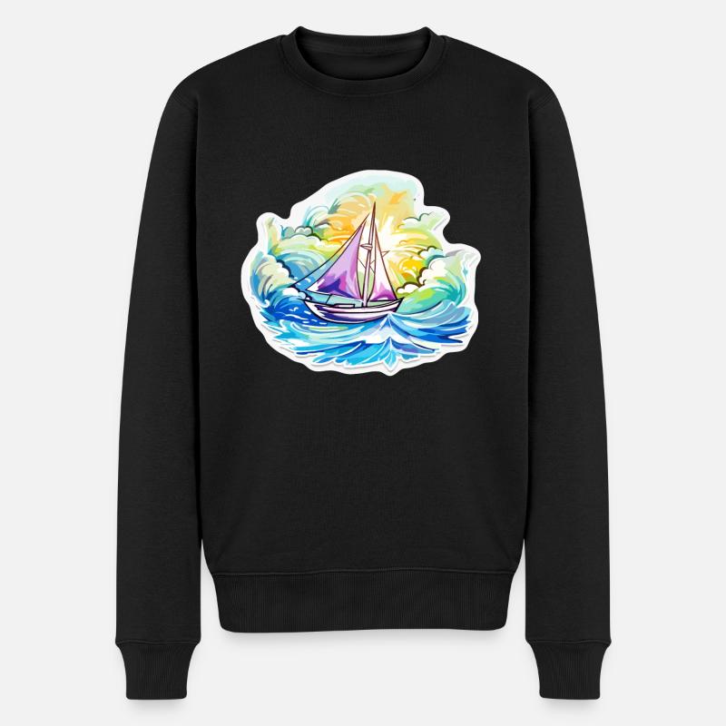 Segelboot - Illustration - Männer Premium Bio Pullover - Schwarz