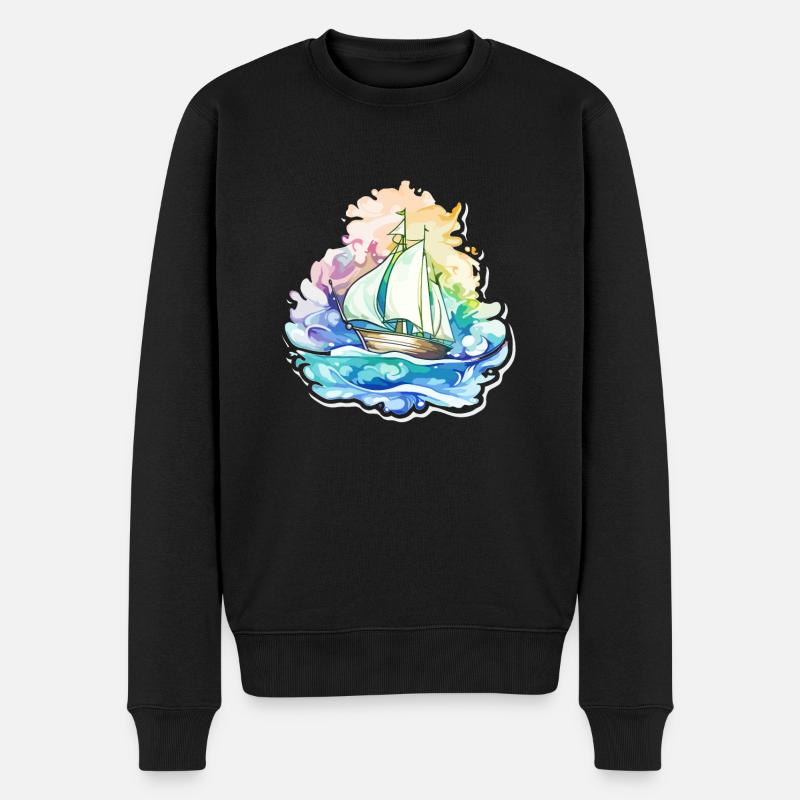 Voilier - illustration - Pull Premium bio Homme - noir