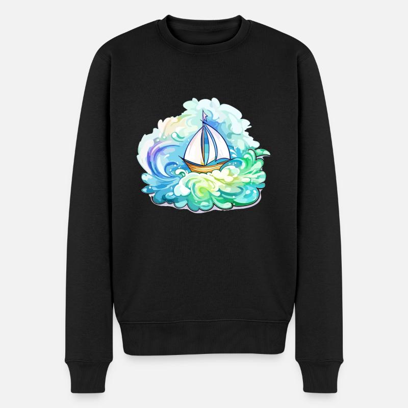 Segelboot - Illustration - Männer Premium Bio Pullover - Schwarz